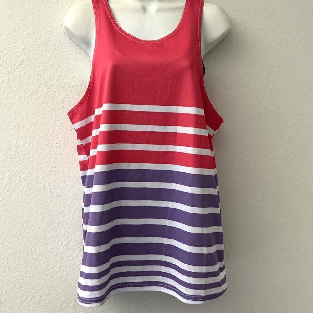 NWOT Colorblock Striped Tank Top Pink Purple White M